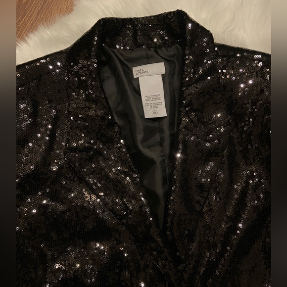 Linea Domani Black Sequin One Button Long Blazer XL - Picture 8 of 11